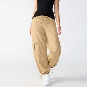 Casual Utility Streetwear Sanctuary Cargo Women's Tan Khaki Wide Leg Pants M